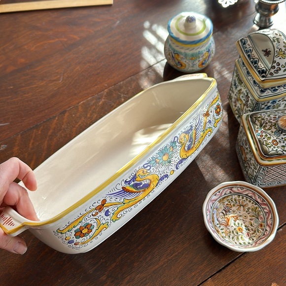 🇮🇹 Deruta Ceramiche hand painted Italian stoneware, 12.5” rectangle cookware - Picture 5 of 16